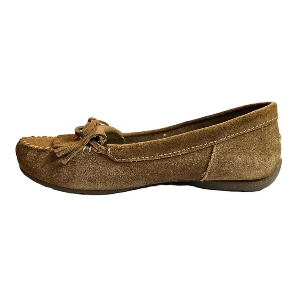 Sporto Patty Suede Fringe Driving Moccasin Slip on Loafer Shoes 7M